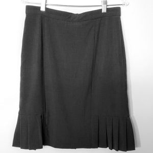 Dress Barn Charcoal Black A-Line Skirt with Pleated Hem Panels
